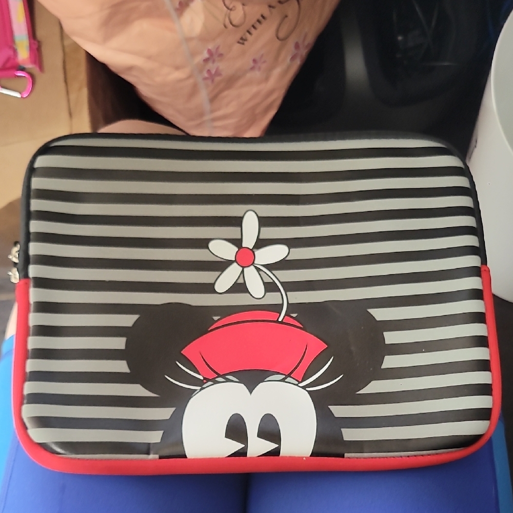 Disney Minnie Mouse Stripped Pouch Laptop Case Holder Like New